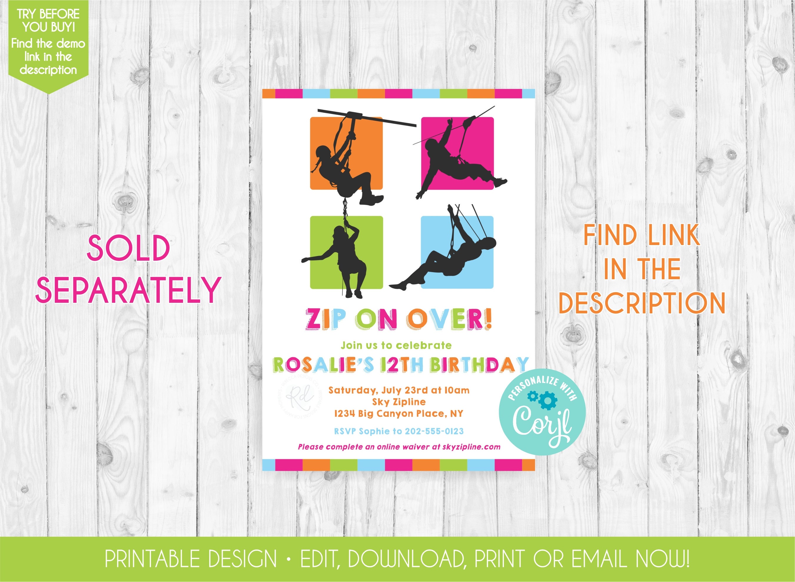 Rock Climbing Activity and Coloring Page Editable Ropes Course Birthday Game Printable Obstacle ...