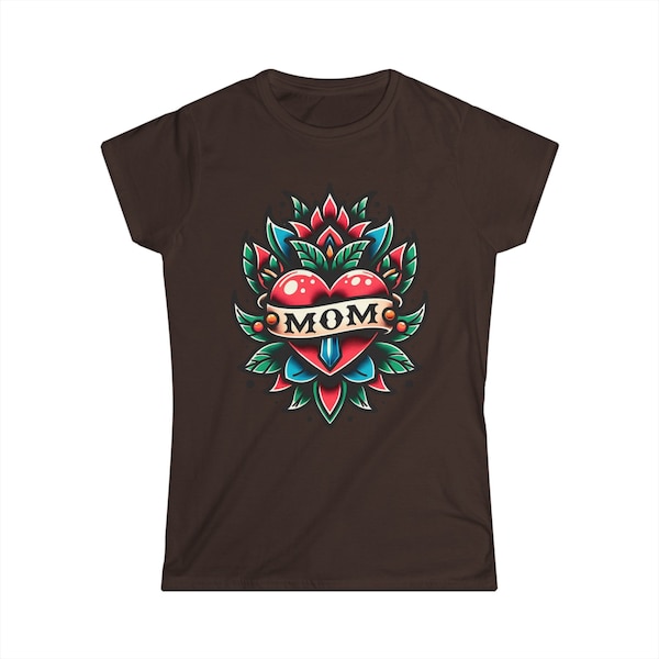 Neo-Traditional Heart Tattoo Design, Tattoo T-shirt, Gift for Mom, Tattoo Apparel, Tattoo Lovers, Mother's Day Gift, Classic Mom Tee