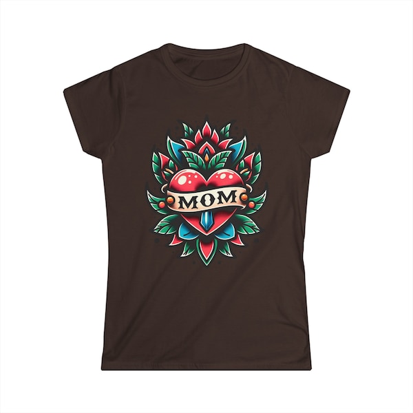 Neo-traditionelles Herz-Tattoo-Design, Tattoo-T-Shirt, Geschenk für Mama, Tattoo-Kleidung, Tattoo-Liebhaber, Muttertagsgeschenk, klassisches Mama-T-Shirt