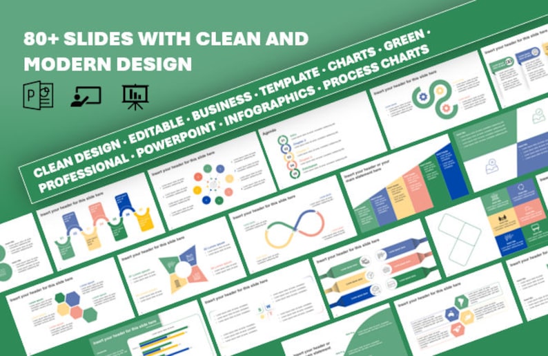 Minimal Modern Clean Powerpoint Template / 80 Slides / Design