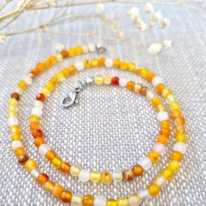 Agate Beaded Necklace,Dainty Necklace,Orange Necklace,4 mm Necklace,Handmade Agate Necklace,Necklace For Women,Gift For Women