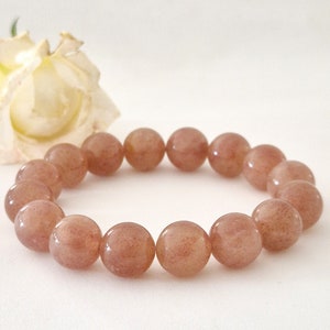 Strawberry Quartz Bracelet,Natural Strawberry Quartz Bracelet - 12mm Stone Beads, Women&#39;s Gift, Girlfriend Bracelet