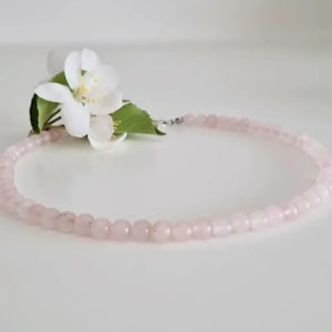 Handmade Rose Quartz Necklace for Women - Romantic Jewelry-Minimalist Rose Quartz Necklace for Women-Rose Necklace-Necklace for Girlfriend,