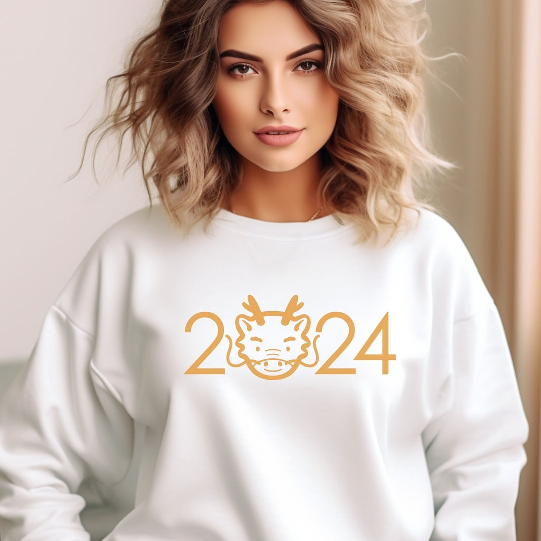 2024 Dragon Unisex Sweatshirt Year of the Dragon 2024 Lunar New Year Sweatshirt Gold Dragon 2024