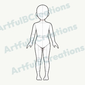 Fashion designer Illustration Croquis - childrenswear template-children's Silhouette- Child Clothing Sketch- FRONT VIEW ONLY  - mock svg png