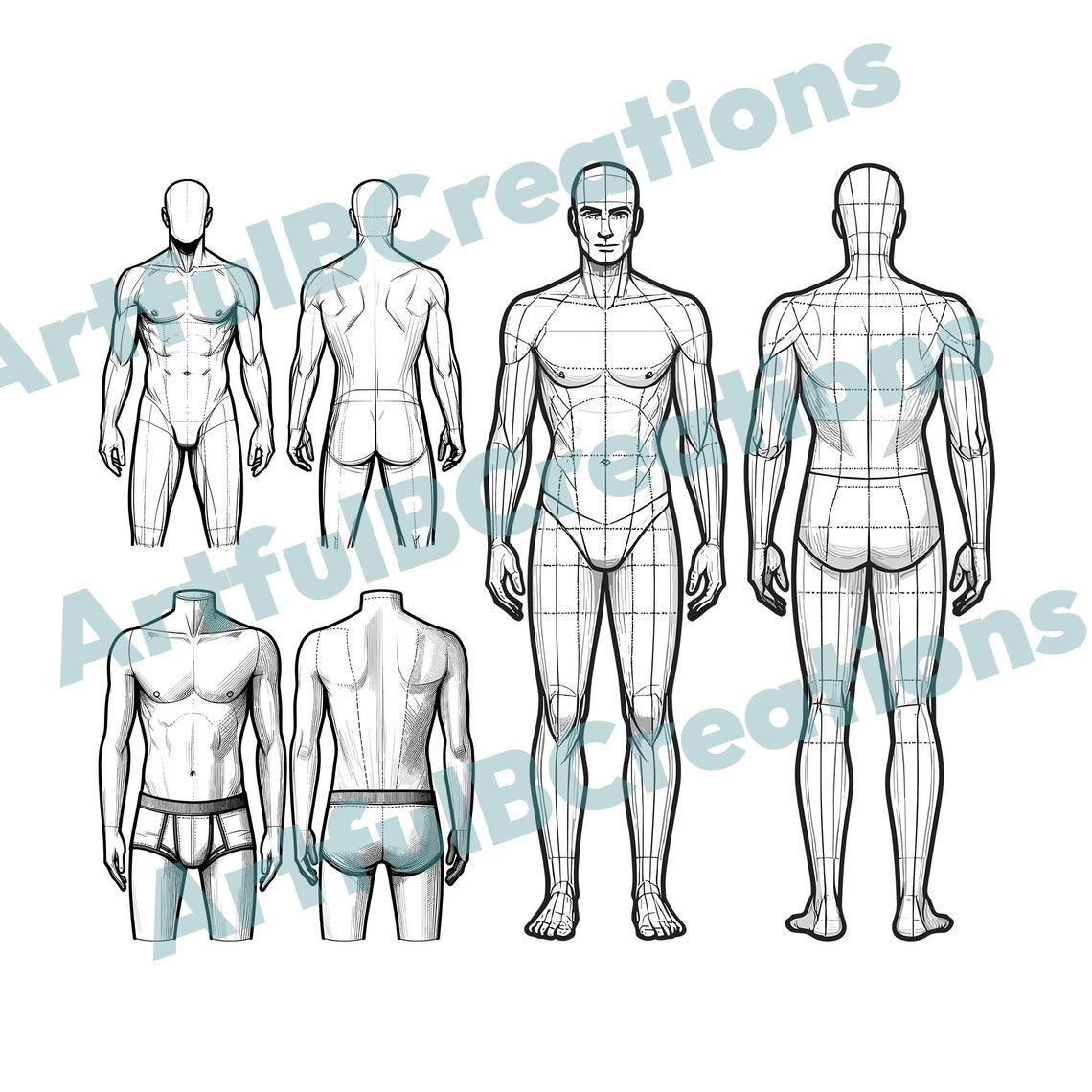 Fashion Designer Illustration Croquis - Menswear Template - Men's ...