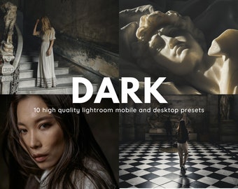 10 Dark Lightroom Mobile And Desktop Presets, Aesthetic Presets, Muted Presets, Dark Instagram Filter, Neutral Presets, Moody Presets