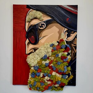 Moss Art “Beard Masterpiece” | Urban Style Decor | Eco Friendly Colorful Moss | Wall Hanging Art