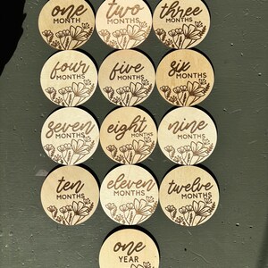 Jalon bébé | cercles d'étapes mensuels | jalon mensuel en bois | Cartes jalons bébé vigne | cartes jalons | cercles jalons
