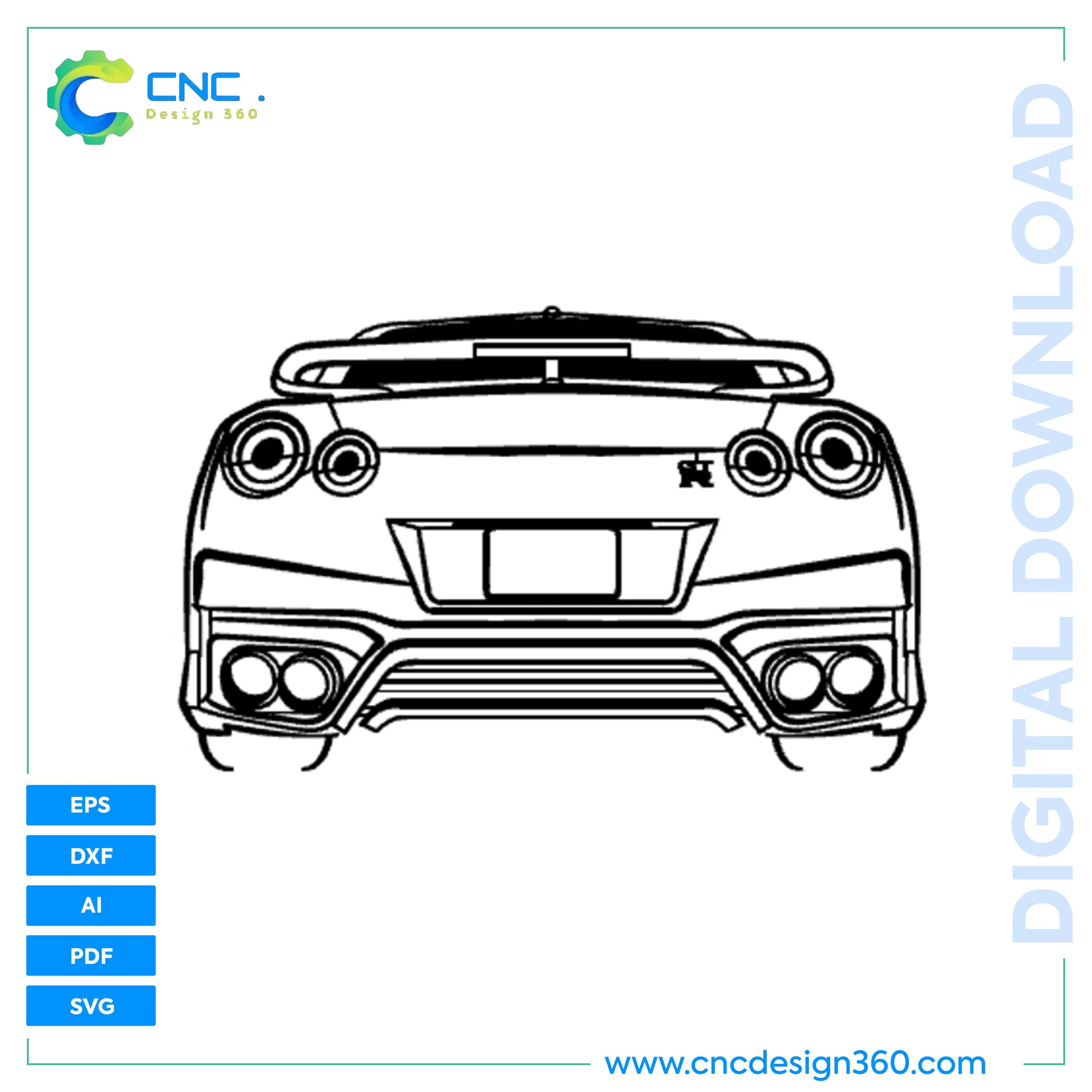Car Skeleton Back View Vector | CNC Laser Cut File Svg Ai Eps Svg | Car ...