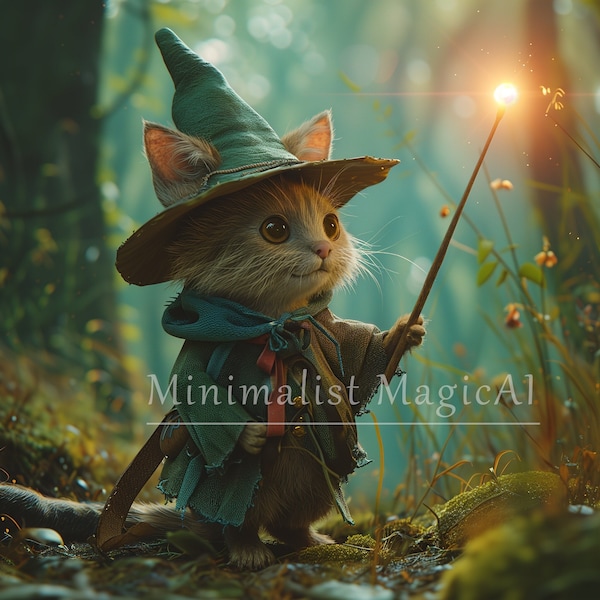 Cat Wizards | AI Generated | AI Art | Digital Download | Wall Art Print | Square | Kids Room | Cute Animals | Bundle (x6) | 8K | JPG |