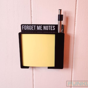 Wall Mounted Sticky Note Holder • 'Forget Me Notes' • Reminder Board for Entryway, Kitchen, Office • Minimal Home Décor