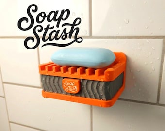 Soap Stash – Shower Soap Holder with Hidden Storage/Dispenser | Wall Mounted Soap Tray | Self Draining Soap Dish | Bathroom Decor Organizer