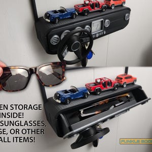 Show off your Jeep style with this fun and functional Duck Duck Jeep Display!

It holds 4 vending machine rubber ducks or 3 Hot Wheels cars, features a light-up front dash for extra flair, hidden storage for sunglasses or other small items, and 3 removable key hooks. Mount it on the wall or set it on a dresser or shelf—either way, it’s the perfect gift for Jeep lovers, Hot Wheels collectors, and ducking enthusiasts who want to organize in style!