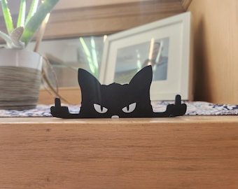 Funny Black Cat Middle Finger Sign – Sarcastic Desk Ornament & Unique Cat Lover Gift