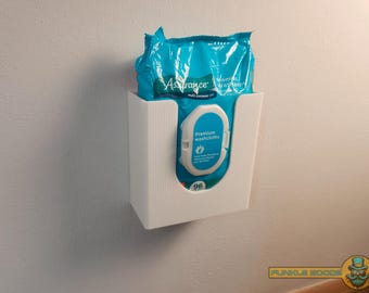 Holder for Assurance XL Wipes: Wall-Mounted Bathroom Organizer/Dispenser for 96-Count Washcloth Pack