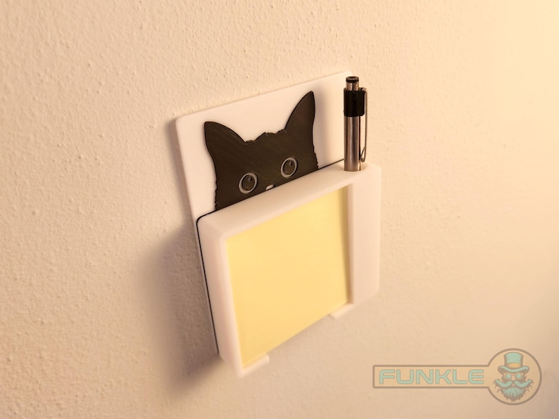 Black Kitty Cat Post-it Note Holder | Wall-mounted Cat Decor ...