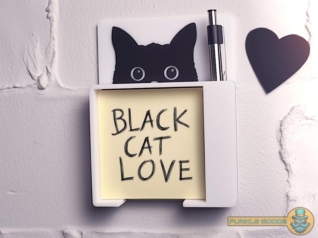 Black Cat Post-it Note Holder: Wall-mounted Desk Organizer - Etsy