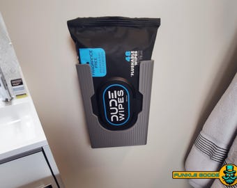 Holder for Dude Wipes  Wall Mount – Flushable Wipes Dispenser – Hidden Wet Wipes – Space Saving Bathroom Organizer – Home Decor Gift
