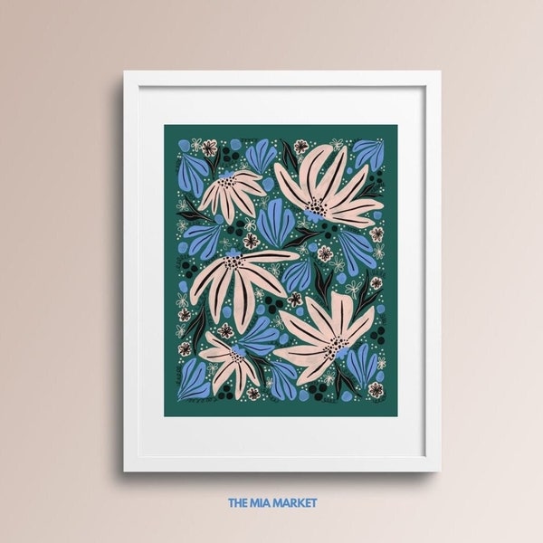 Coneflower Palette | Giclée Floral Art Print in Dark Nature Coloring, Archival Paper, 5x7 8x10 11x14 16x20