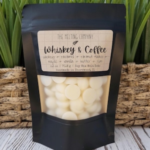 WHISKEY & COFFEE | 2.5 oz | 70.8 g - Soy Wax Melt Dots | Heavily Scented | Resealable Standup Bag