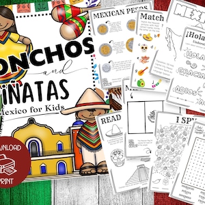 Mexico for Kids, Mexico Activities, Mexico Coloring, Travel Activities for Kids, Mexico Home-school, Mexico Printables, Teacher Printables