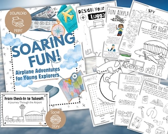 Airplane Activities For Kids, Airplane Activity Bundle, Airport Social Story, Travel Games and Activity Pack for Kids, Airplane Coloring PDF