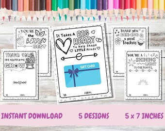Teacher Thank You Gift Card Holder Printable - Etsy