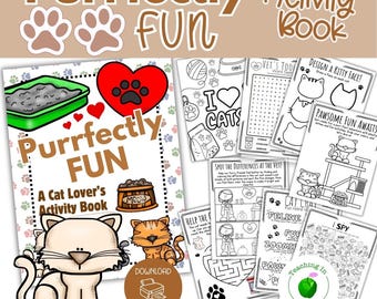 Cat Activity Bundle, Printable Activities for Kids, Cat Coloring , Fun Kids Activities, Cat Printables, PDF Download
