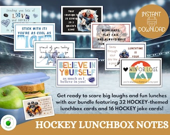 Notas de la lonchera de hockey para niños, Afirmaciones positivas, Notas alentadoras para niños, Descarga instantánea de PDF Notas del almuerzo