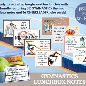 Notas para la lonchera de gimnasia para niños, afirmaciones positivas, notas de aliento para niños, descarga instantánea en PDF Notas para el almuerzo