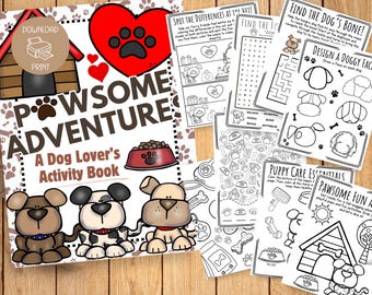 Paquete de actividades para perros, actividades imprimibles para niños, dibujos para colorear perros, actividades divertidas para niños, dibujos para imprimir perros, descarga en PDF