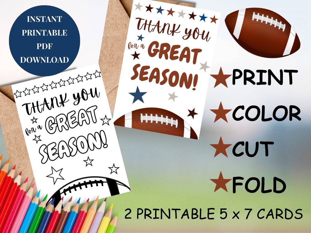 PRINTABLE Football Card, Coloring Coach Card, Thank You Coach, Coach