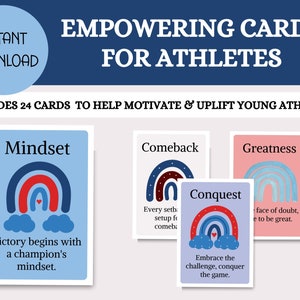 24 affirmations encourageantes à imprimer pour les enfants, estime de soi, confiance en soi, cartes de motivation, état d'esprit de croissance, jeunes athlètes, téléchargement immédiat