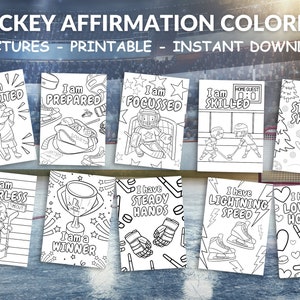 Cartes à colorier avec affirmations positives hockey, Cartes avec affirmations positives pour enfants, Cartes avec affirmations positives à colorier, Cartes à colorier motivantes pour enfants