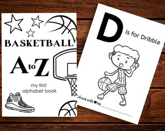 Basketball ABC Book Baby Shower, Alphabet Book Baby Shower, ABC Coloring Book, Baby's First ABC Book, Printable Coloring Pages,