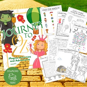 Zauberer von Oz Kinder Aktivitätsbuch PDF zum Ausdrucken, Ausmalbilder, Wortsuche, Instant Download, Party Printables, Party Geschenk