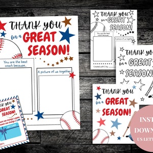 Baseball Coach Appreciation, Thank You Coach, Coloring Pages, Thank You From Team, Printable, Easy Coach Gift, End of Season, PDF