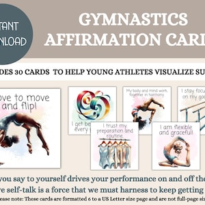 30 cartes d'affirmation positive à imprimer pour les enfants, l'estime de soi, la confiance en soi, les cartes de motivation, les jeunes athlètes, la gymnastique, le téléchargement immédiat