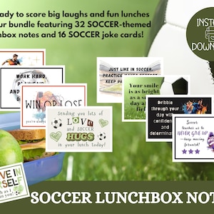 Notas de la lonchera de fútbol para niños, afirmaciones positivas, notas alentadoras para niños, descarga instantánea en PDF de notas de almuerzo