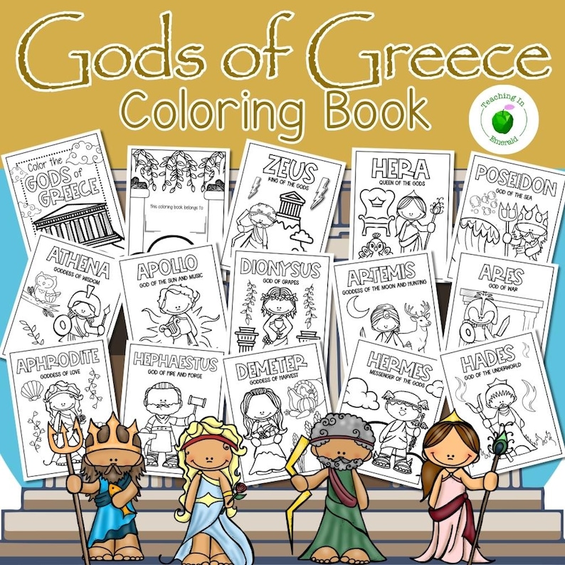Greek Gods Coloring Book, Printable Mythology Pages for Kids, Classroom ...