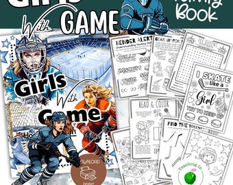 Hockey for Kids, Girls, Women, Hockey Activities, Hockey Coloring, Travel Activities for Kids, Hockey Printables, PDF