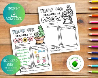 Teacher, Principal Appreciation Printable, Teacher Appreciation Week Gift, Thank You Teacher Gift Coloring Pages, Instant PDF Download, Grow
