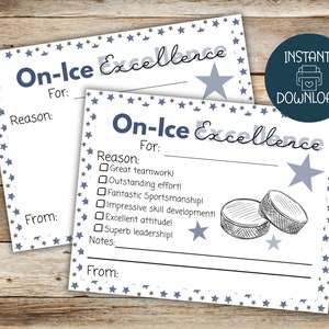 Joueur du match de hockey, Cartes de compliment, Carte de communication d'entraîneur, Carte de vantardise, Certificat de hockey, Carte de hockey, Téléchargement instantané de hockey