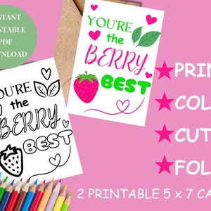 IMPRIMÍVEL Você é o melhor cartão de professor para colorir da Berry, obrigado professor, cartão de agradecimento ao professor, download instantâneo, PDF para impressão