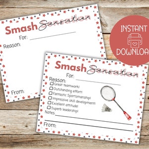 Joueur du match de badminton, cartes de compliment, carte de communication d'entraîneur, carte de vantardise, certificat de badminton, téléchargement immédiat de badminton
