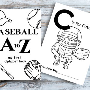Baseball ABC Book Baby Shower, Alfabeto Libro Baby Shower, Libro da colorare ABC, Primo libro ABC del bambino, Pagine da colorare stampabili