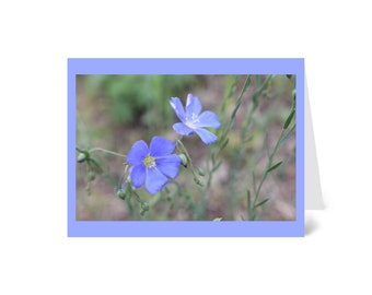Indigo Blue Purple Flowers, Nature Greeting Card blank inside with envelope 100% PC recycled paper made with wind-power, A2