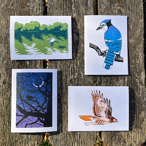 Ontario Birds Greeting Card Set 2024, Handmade Linocuts, 4 styles