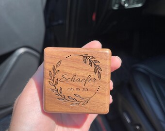 Square Wooden Ring Box Double Slot | Personalized Ring Box | Engagement Ring Box | Wedding Ring Bearer | Anniversary Gift | Engrave Ring Box
